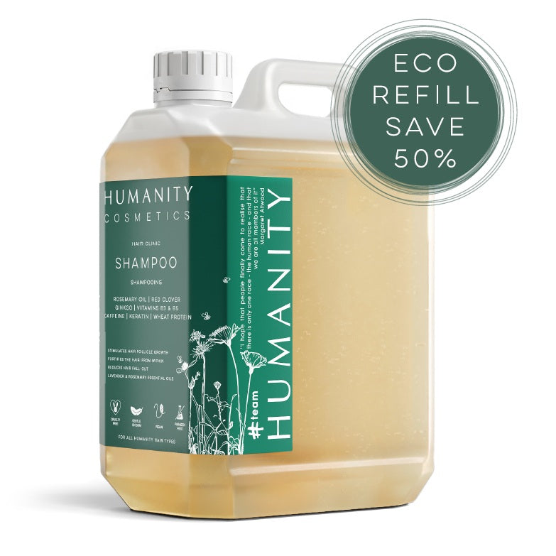 2.5L REFILL HAIR CLINIC SHAMPOO - DHT blocking Red Clover & Ginkgo - Vitamins B3 & B5 - Caffeine - Keratin & Wheat Protein - Reduces Hair fallout, Improves Texture, Density & Thickness of the Hair