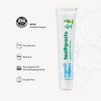 Organic Children Toothpaste - Spearmint & Aloe Vera 50ml
