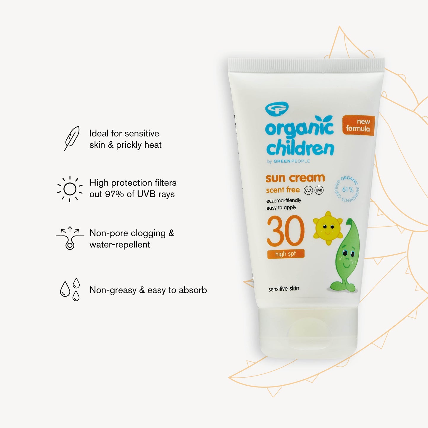 Organic Children Scent Free Sun Cream - SPF30 150ml