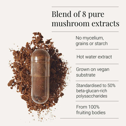 KIKI Health Organic 8 Multi Mushroom Extract Blend 60 Vegicaps